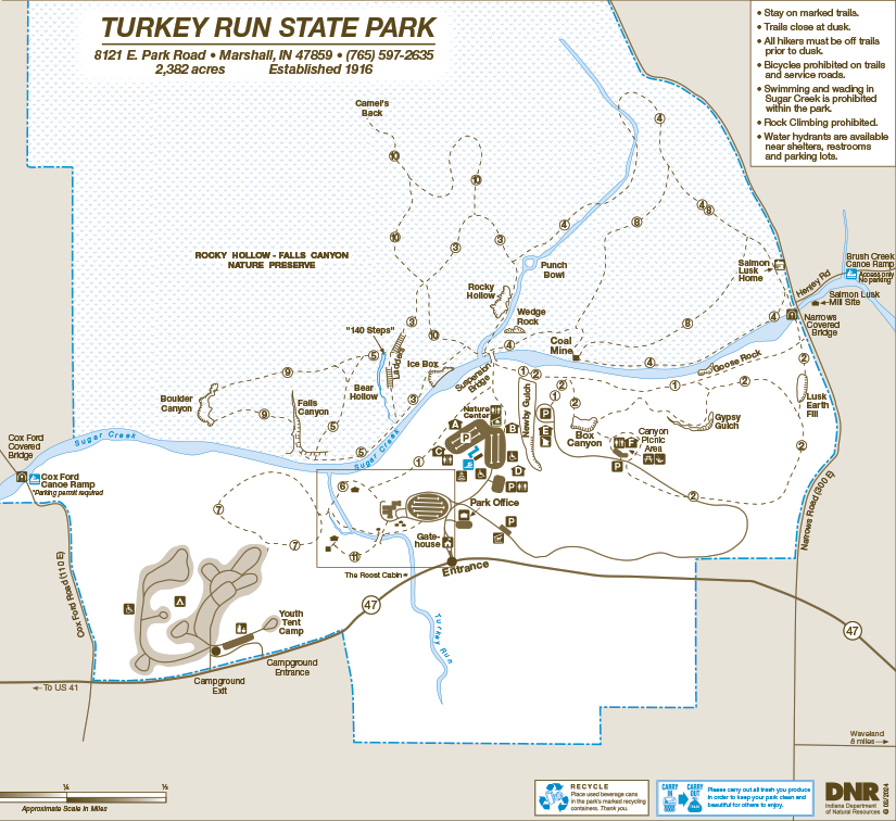 Map of Trails at Turkey Run State Park